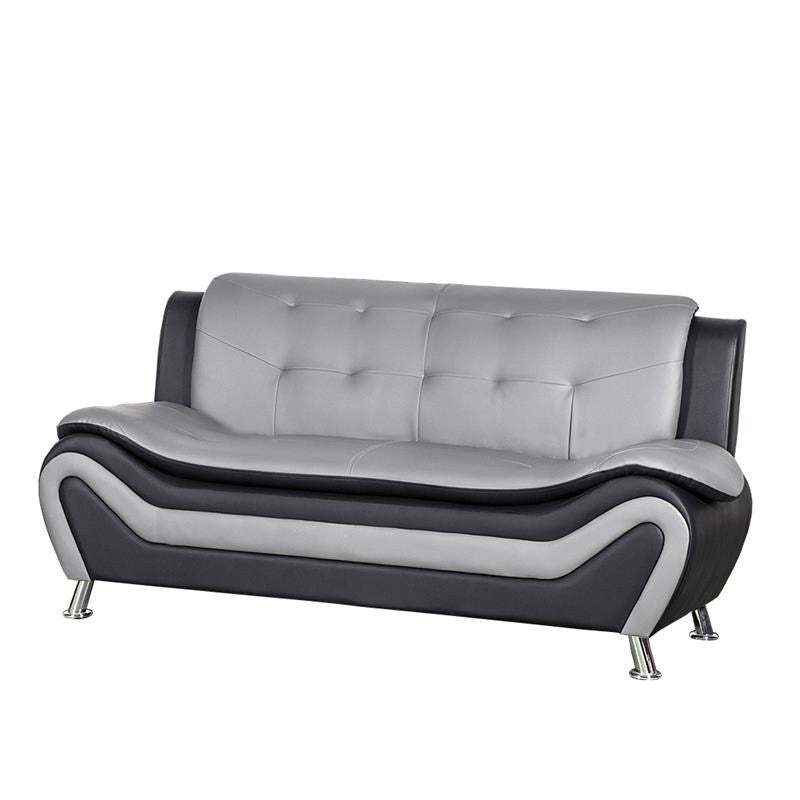 Kingway Furniture Gilan Faux Leather Living Room Sofa - Black/grey