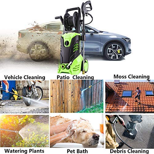 Homdox Electric Pressure Washer Power Washer, 2950 PSI 1.75 GPM Electric Power Washer, 1800W High Pressure Washer Machine Cleaner with 5 Nozzles and 20ft Pressure Washer Hose (Green)