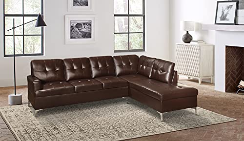 Lexicon Dani 2-Piece Faux Leather Tufted Sectional Sofa with Right Chaise, 110