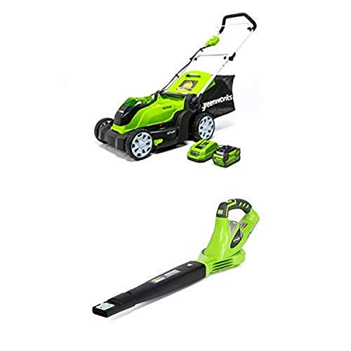 Greenworks 17-Inch 40V Cordless Lawn Mower with 40V 150 MPH Variable Speed Cordless Blower Battery Not Included 24282