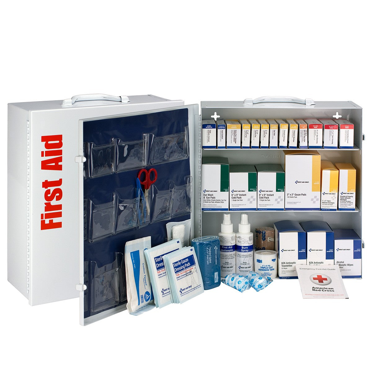First Aid Only 100 Person 3 Shelf First Aid Metal Cabinet, ANSI B+, Type I and II, without Medications