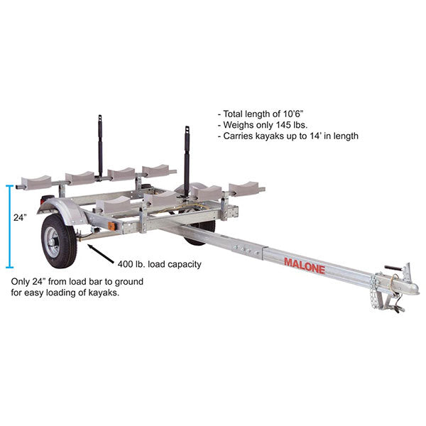 Malone EcoLight 4 Boat Stacker Kayak Trailer Package