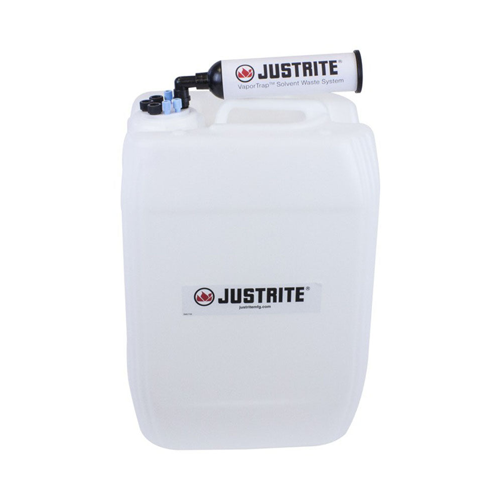 Justrite VaporTrap™ UN/DOT Carboy with Filter Kit, 20L HDPE, 70mm Cap, 4 Ports 1/8