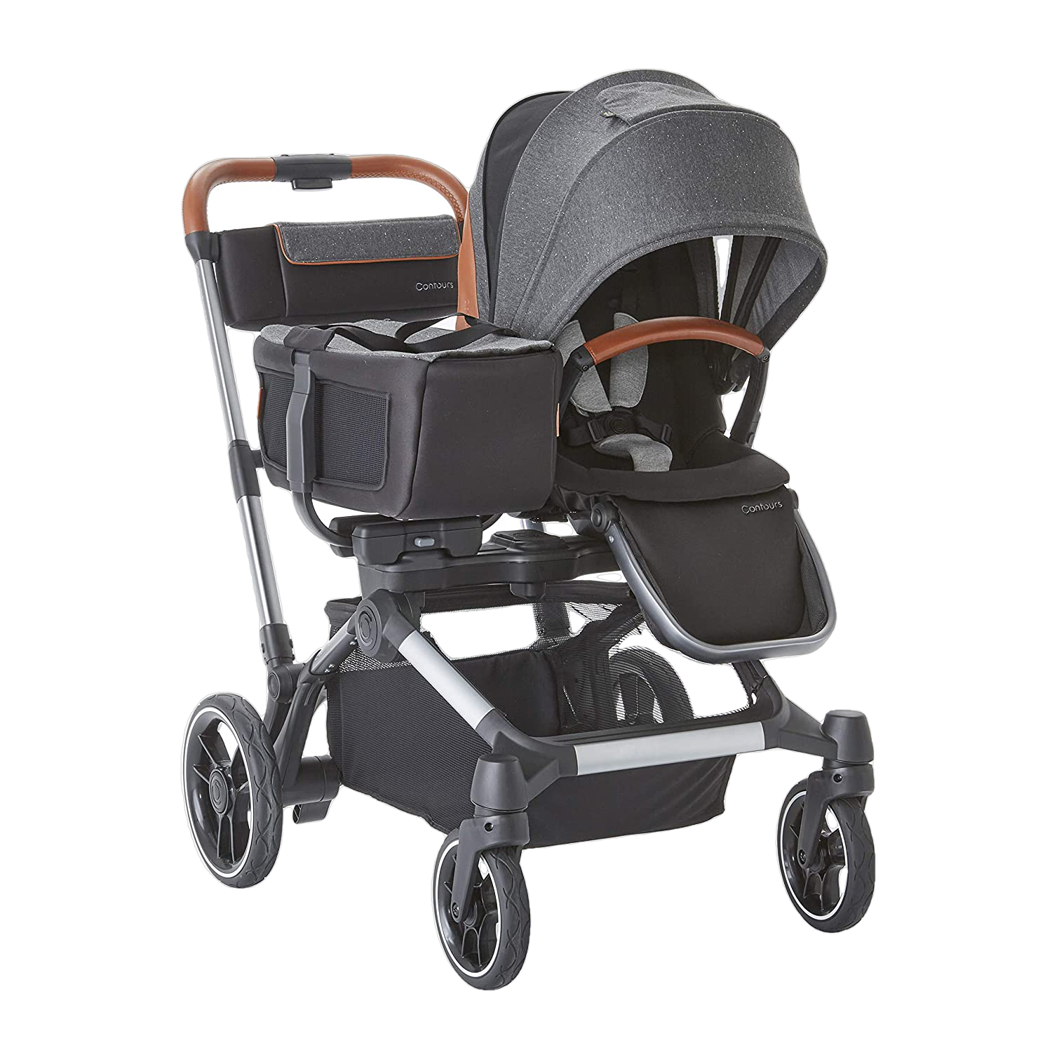 Contours ZL032-STR1 Element Side by Side 2 in 1 Convertible Stroller Grey New