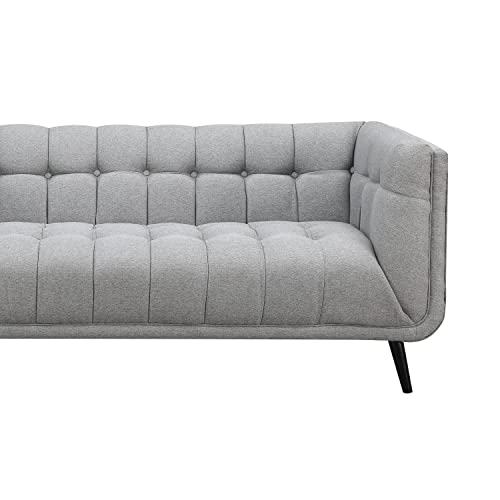AC Pacific Sara Button Tufted Upholstered Living Room Sofa, Gray