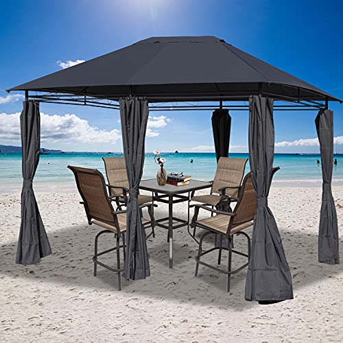 Eco Home 13'x10' UV Block Sun Shade Gazebo Canopy with Hardware Kits, Outdoor Pavilion with Curtains Aluminum Frame,Gazebo Shade for Lawn, Garden, Backyard and Deck (Gray, 13'x10')