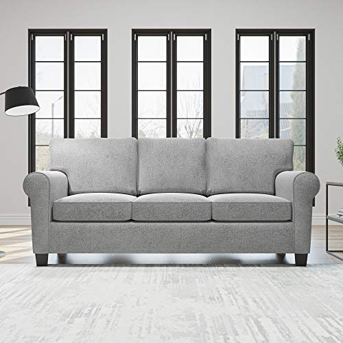 Edenbrook Willow Upholstered Loveseat with Rolled Arms – Contemporary, Casual, Cozy, and Comfortable, Sofa, Misty Gray, EH0007SOF00LG