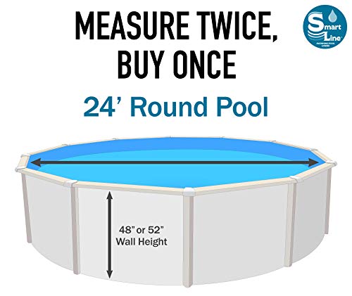 Smartline Solid Blue 24-Foot Round Liner | Overlap Expandable Style | 60-Inch Wall Height | 20 Gauge Virgin Vinyl | Designed for Above-Ground Swimming Pools with Deep Middles