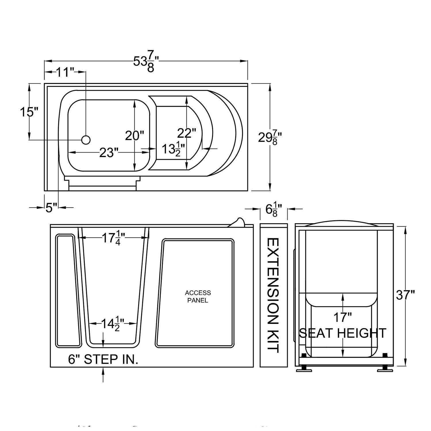 MediTub 3054LBD 30 x 54 Left Drain Soaking Walk-In Bathtub Biscuit New