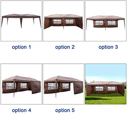 Simply-Me 10' x 20' Outdoor Canopy Tent Heavy Duty Pop Up Gazebo Canopy Party Tent Adjustable Practical Waterproof Folding Tent with Brighter Windows,Carry Bag,Adjustable Height,4 Sides Coffee