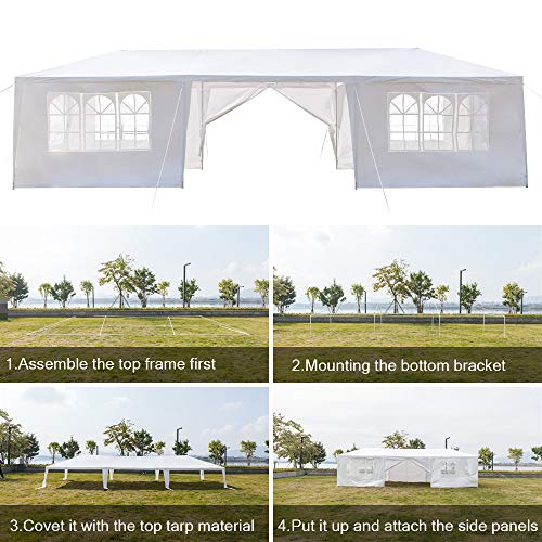 YUN JIN Outdoor Canopy PartyTent,10'x30' Waterproof Heavy Duty Gazebos,Sunshades Shelter Commercial Tent for Wedding,Events with 8 Removable Sidewalls Thicken Steel Tube(8 Sides)