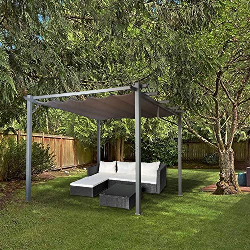 Cloud Mountain Cloud Mountain Patio Pergola 10 x 10 Flat Hanging KD Tent Retractable Gazebo for Outdoor Garden or Deck , Khaki
