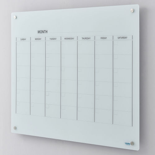 Glass Calendar Whiteboard - 48 x 36 - Magnetic - White