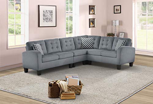 Lexicon Westville Tufted Fabric 2-Piece Reversible Sectional Sofa, 84