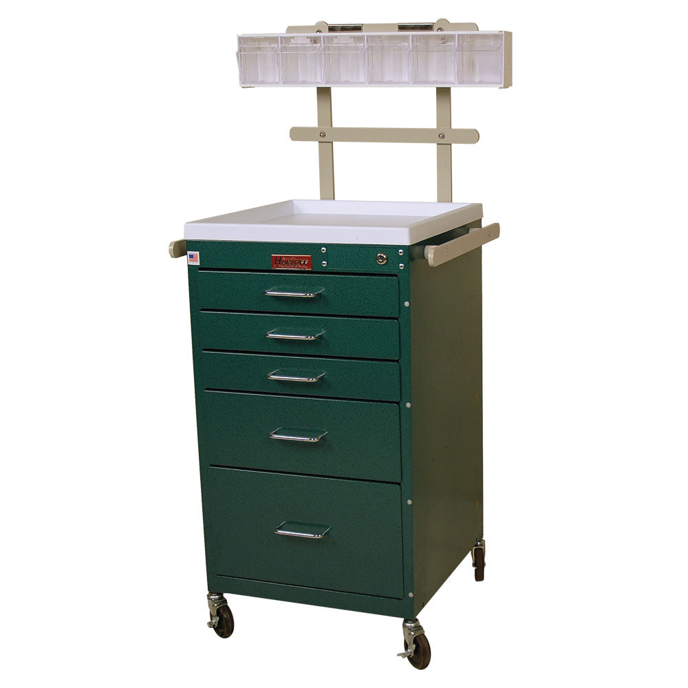 Harloff Mini Line Anesthesia Cart, 5 Drawers, Accessory Package