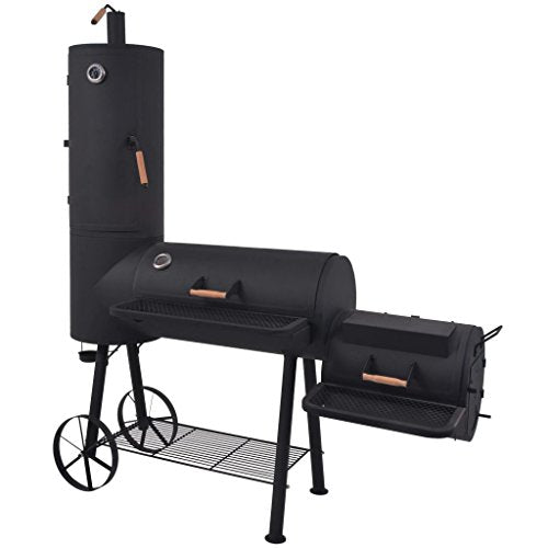 Tidyard BBQ Charcoal Smoker with Bottom Shelf for Outdoor Cooking Black Heavy XXL