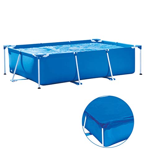 funchic Framed Swimming Pools with Swimming Pool Ground Cloth & Pool Cover,9.8ft X 6.6ft X 29.5inch Steel Frame Tube Rectangular Square Above Ground Swimming Pool Set,Large Size Blue