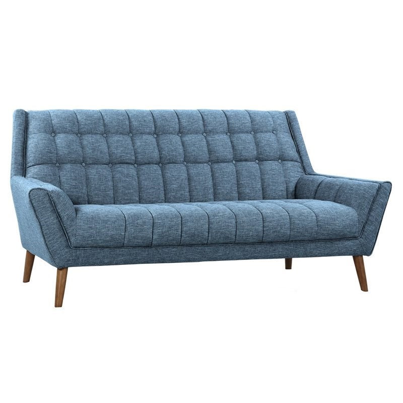 Linen Fabric Upholstered Sofa in Blue