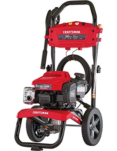 CRAFTSMAN 3000 MAX PSI at 2.1 GPM Gas Pressure Washer with Ready Start, Idle Down Technology, 25-Foot Hose, and 4 Quick-Connect Nozzles, Powered by Briggs & Stratton