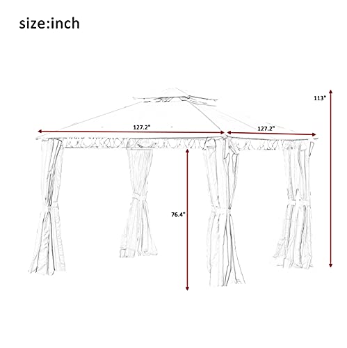 Outdoor Canopy Tent 10x10 Gazebos for Patios, Double Roof Backyard Tent Pop Up Canopy with Netting and Sidewalls, Grill Gazebos for Patios, Lawn, Garden, Backyard and Deck, UV Protection
