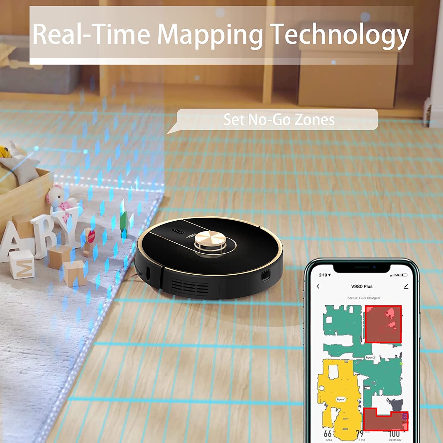 Uoni V980 Plus Robot Vacuum Cleaner with Self-Emptying Dustbin New