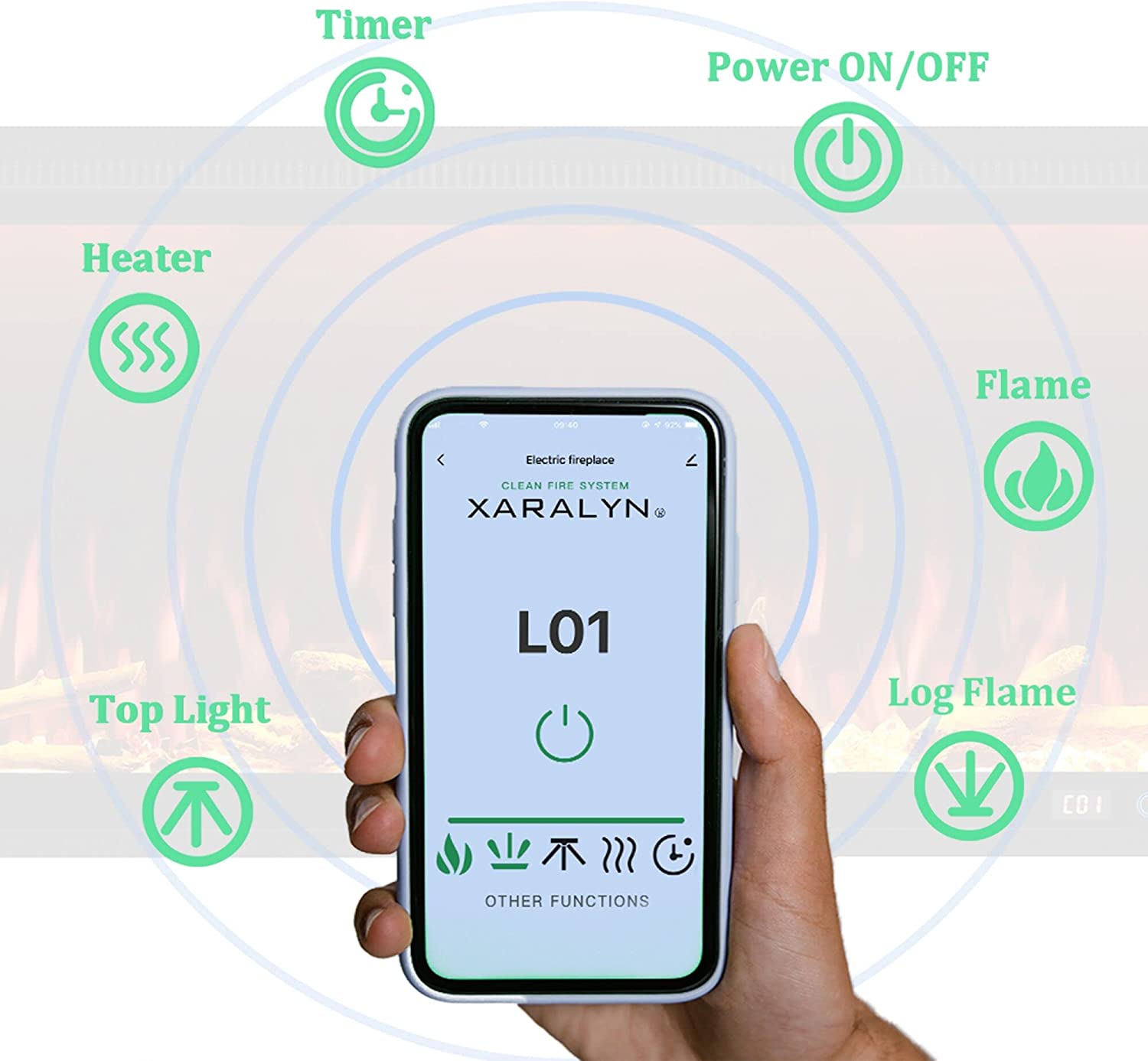 批量编辑标题Benrocks BI42Z 42 in. 750/1500W Recessed and Wall Mounted Fireplace with Remote and App Control Black New