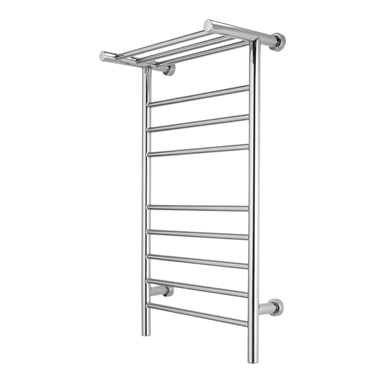 WarmlyYours TW-SUM08PS-HP 8 Bar and 3-Bar Heated Shelf Dual Connection Towel Warmer Polished Steel New