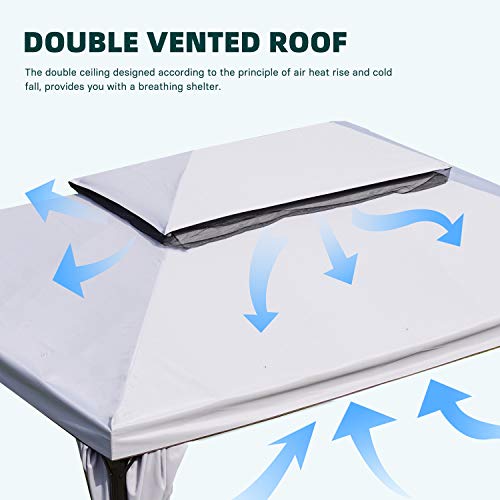 Grand patio 10x13 Feet Patio Gazebo, Outdoor Instant Canopy with Mosquito Netting and Shade Curtains，Sturdy Straight Leg Tent for Backyard & Party & Event