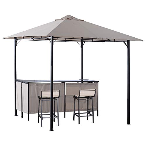 Outsunny 8' x 8' 3 Piece Outdoor Furniture Covered Gazebo Patio Bar Set