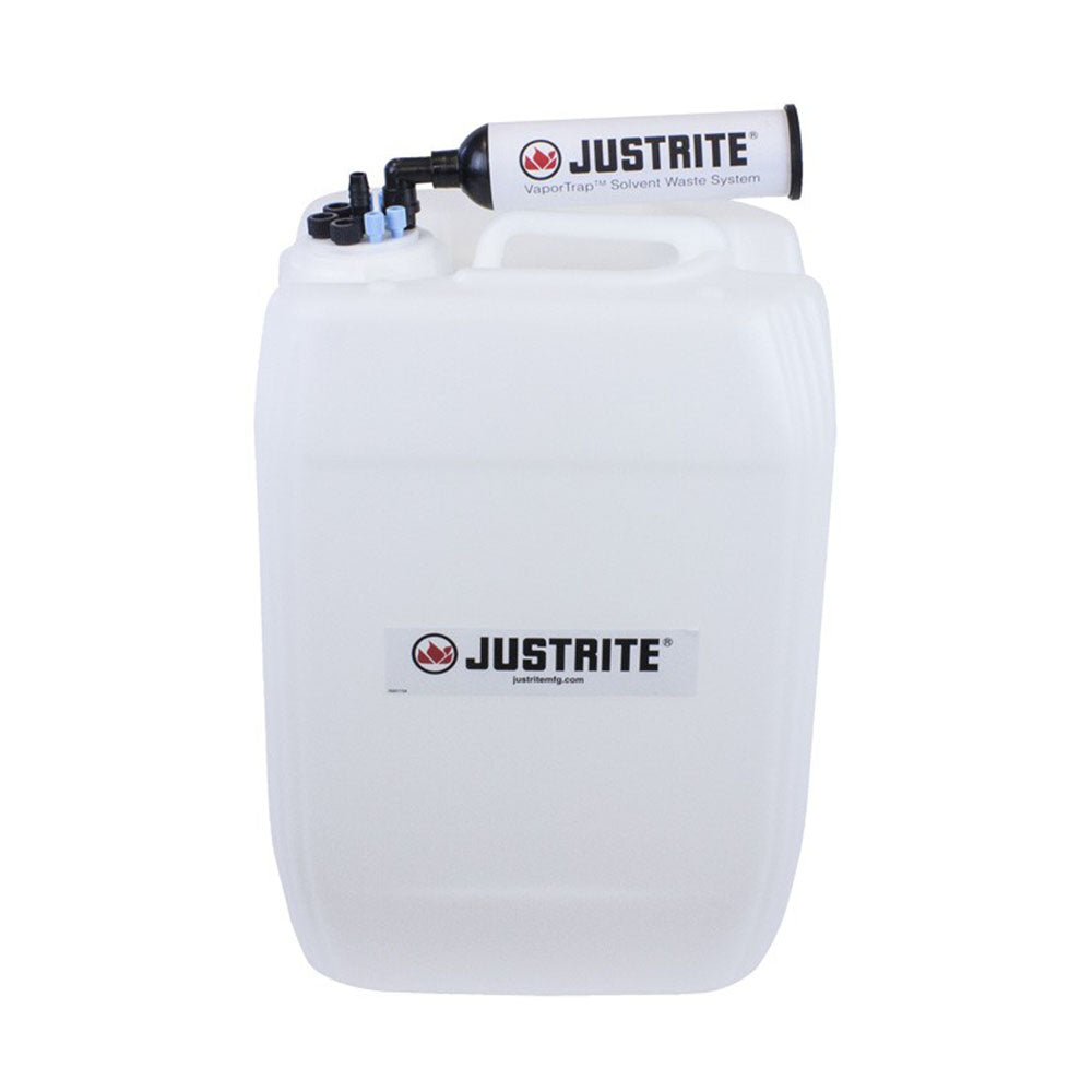 Justrite VaporTrap™ UN/DOT Carboy With Filter Kit, 20L HDPE, 70mm Cap, 4 Ports 1/8