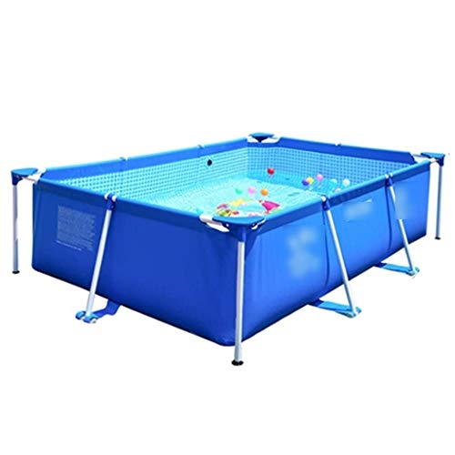 Inflatable Pools Paddling Pool Large Home Children's Adult Swimming Pool Rectangular Bracket Outdoor Family Paddling Pool (Color : Blue, Size : 26015065cm)
