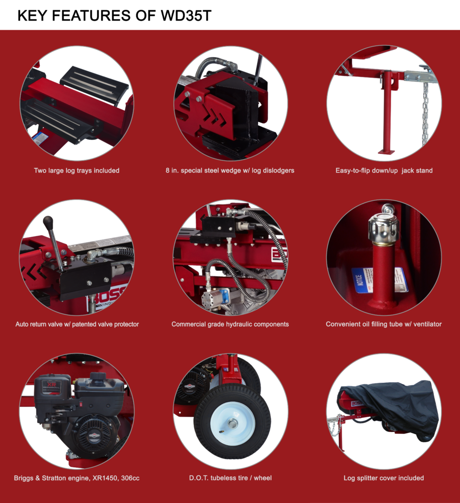 Boss Industrial WD37T Log Splitter 10 HP 4-Cycle Engine 37 Ton New