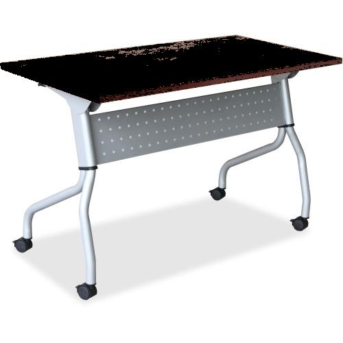 Lorell Cherry Flip Top Training Table, Rectangle Top - Four Leg Base