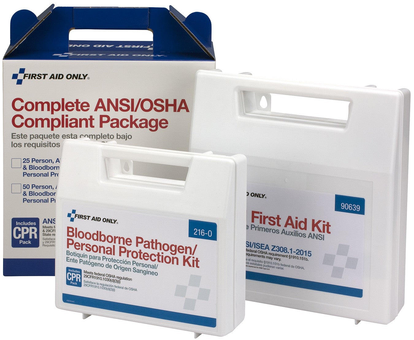 First Aid Only 50 Person Complete ANSI/OSHA Compliance Package for First Aid and BBP, Bloodborne Pathogens (First Aid and BBP)