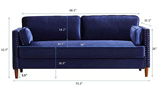 Cotoala 2 Piece Living Room Sectional Sofa Sets, Modern Upholstered Couch Furniture, One Three-Seat Chair & Loveseat, 2+3, Blue
