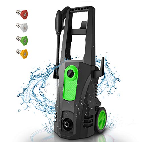 TEANDE 3500 PSI Electric Pressure Washer, 2.60 GPM 1800W Power Washer with Rolling Wheels (Green)