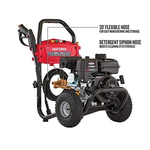 CRAFTSMAN 3400 MAX PSI at 2.4 GPM Gas Pressure Washer with Adjustable Pressure Pump, 30-Foot High-Pressure Hose, and 5 Quick-Connect Nozzles, Powered by Briggs & Stratton