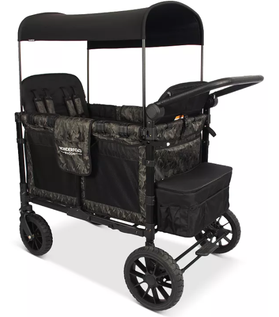 WonderFold W4 Luxe Push/Pull 4-Passenger Quad Stroller Wagon Green Camo New