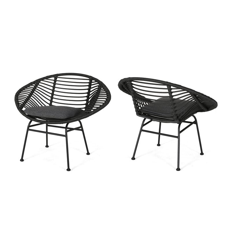 Maser Outdoor Woven Patio Chair with Cushion (Set of 2)