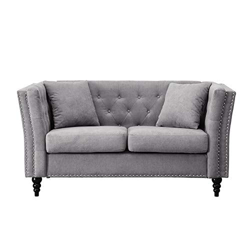 Home Square 2 Piece Microfiber Living Room Loveseat Set in Gray