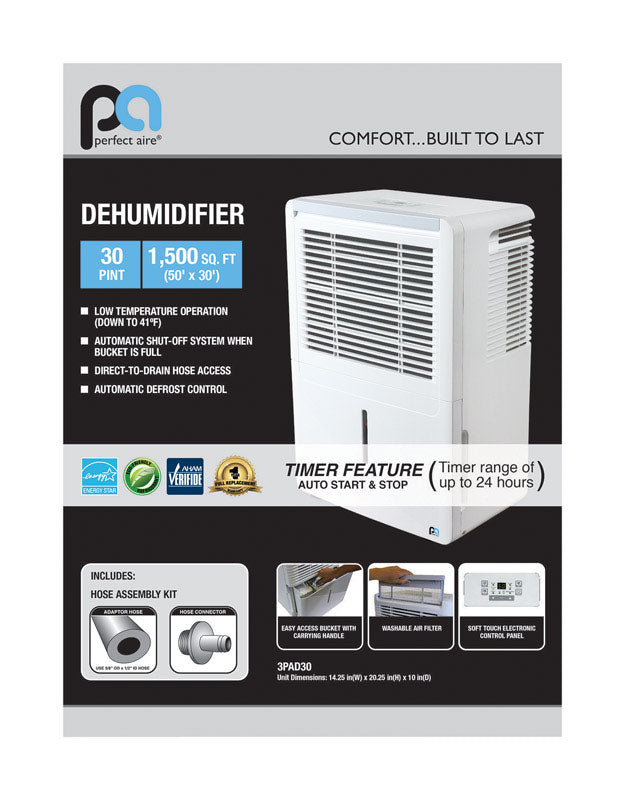 Perfect Aire  1500 sq. ft. 30 pt. Dehumidifier