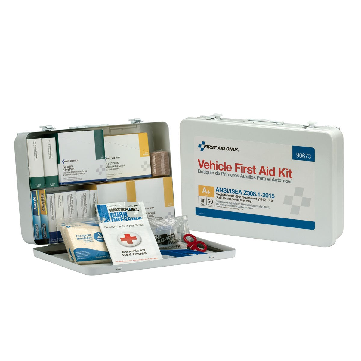 First Aid Only 50 Person Vehicle ANSI A+ First Aid Kit, Metal Weatherproof Case (2 per order)