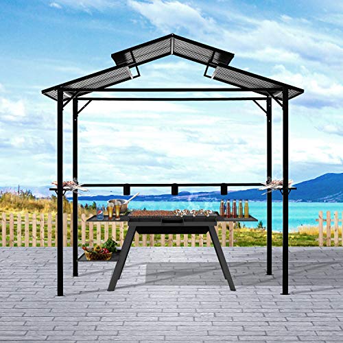 Autlaycil 2-Tier Grill Gazebo Hardtop Metal Outdoor BBQ Canopy Tent Barbecue Patio Shelter