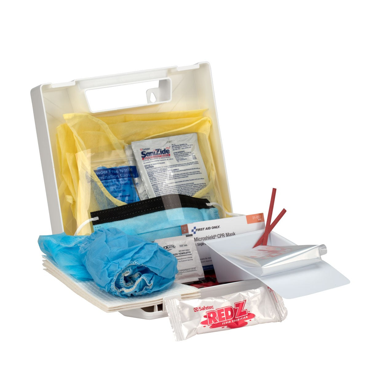 First Aid Only Bloodborne Pathogen (BBP) and Personal Protection and Spill Clean Up Kit with CPR Micro shield, Plastic Case (4 per order)