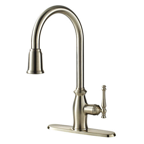 Ultra Faucets 1 Handle Kitchen Faucet W/Pull-Down Spray, SS, 16-13/16