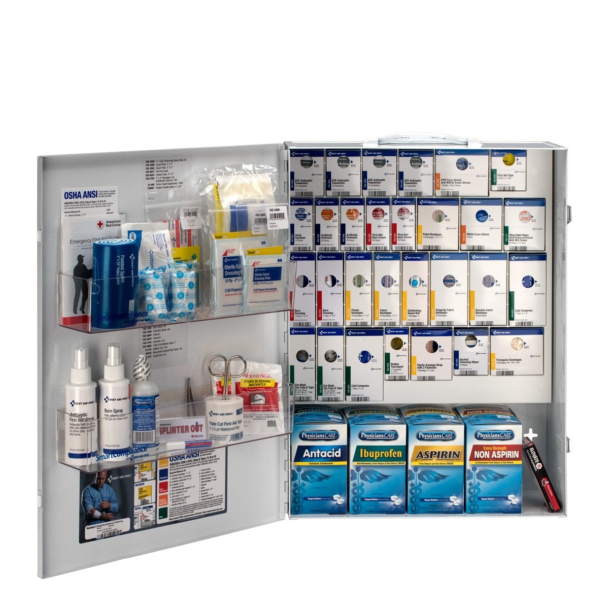 First Aid Only 150 Person XL Metal Smart Compliance First Aid Cabinet with Medication
