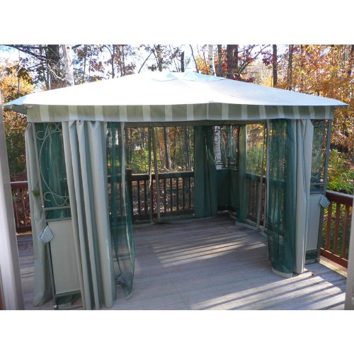 Garden Winds 12 x 10 Scroll Design Gazebo Replacement Canopy Top Cover and Netting