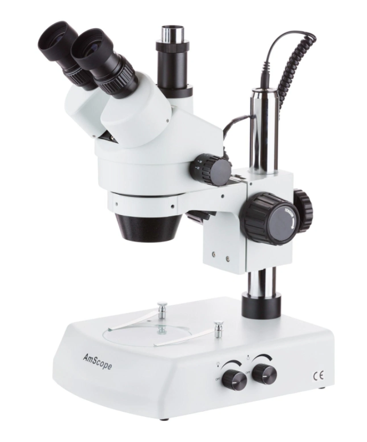 Amscope SM-2T-10M 7X - 45X Trinocular Stereo Zoom Microscope with Dual Halogen Lights and 10MP Camera New