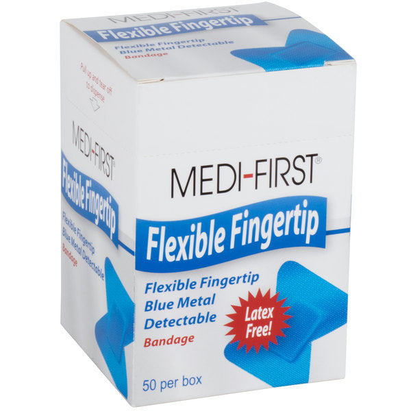 Medique Blue Woven Adhesive Fingertip Bandage - 50/Box