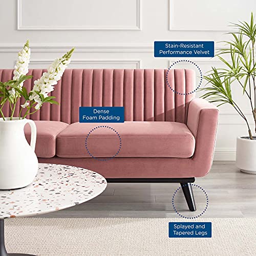 Engage Channel Tufted Performance Velvet Loveseat in Dusty Rose